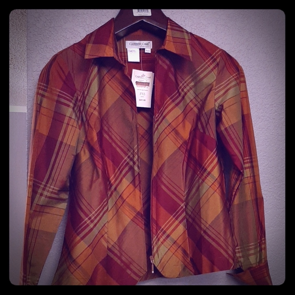Autumn Fall plaid zip up shirt Coldwater Creek